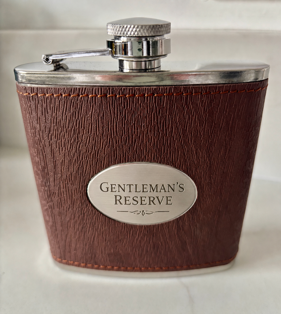Personalised 6oz Dark Wood Oval Plate Hip Flasks