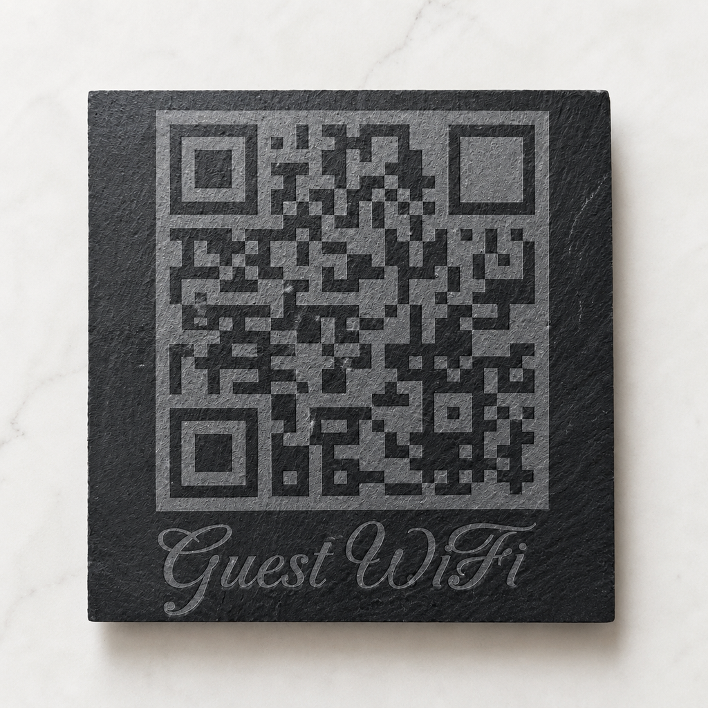 Bespoke Engraved QR Code Slate Coasters