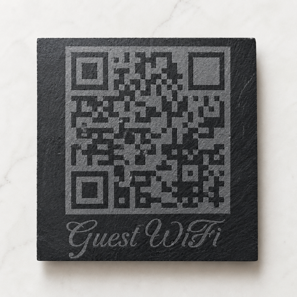 Bespoke Engraved QR Code Slate Coasters