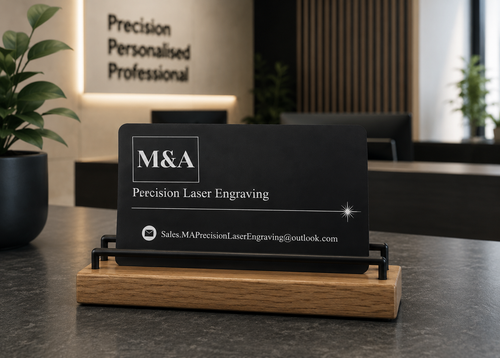 Business Cards Custom Engraved - Black Coated Aluminium x50