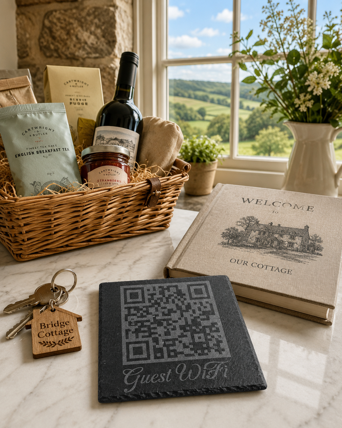 Bespoke Engraved QR Code Slate Coasters