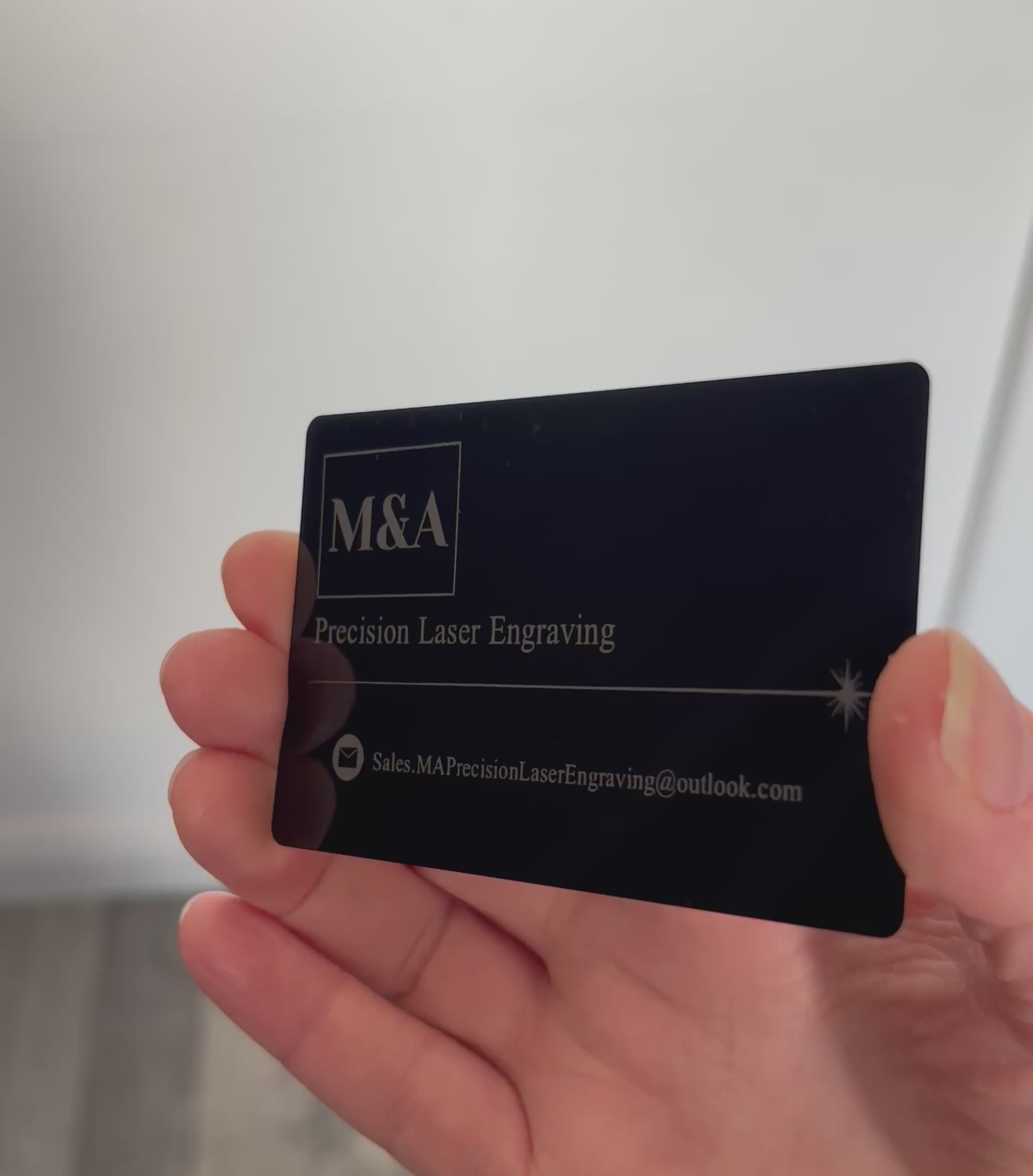 Business Cards Custom Engraved - Black Coated Aluminium x50